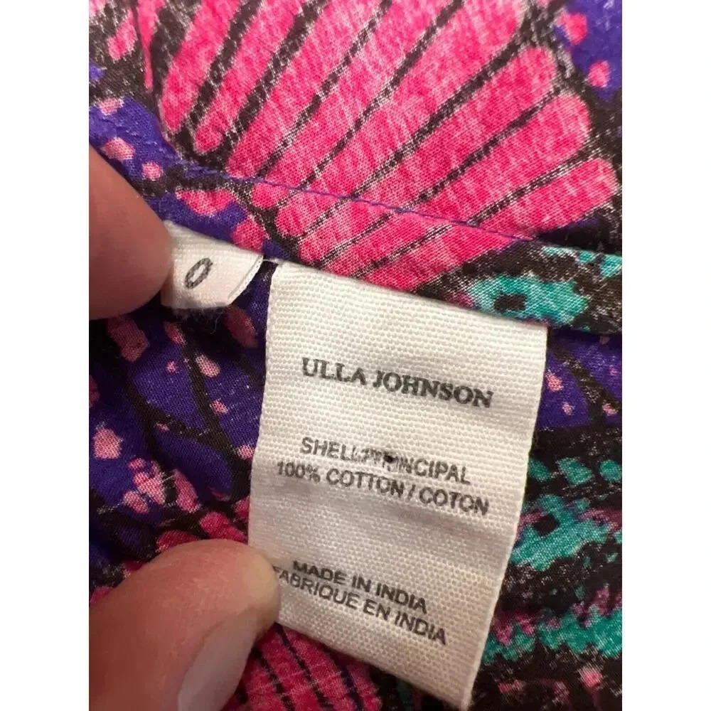 NWT Ulla Johnson IMOGEN Purple Print Ruffle Asymmetrical Midi Dress Size… - Picture 15 of 16